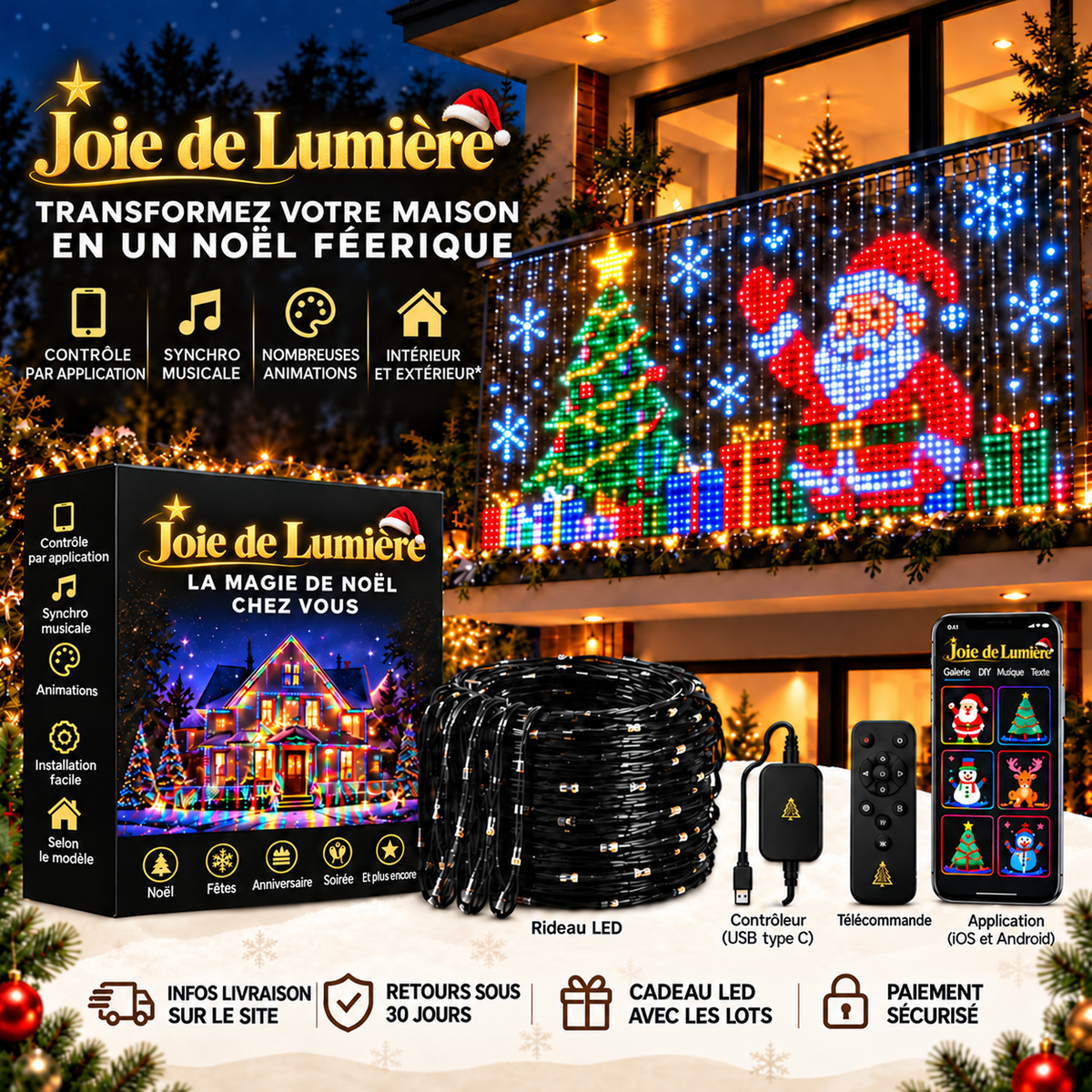 Rideau LED animé